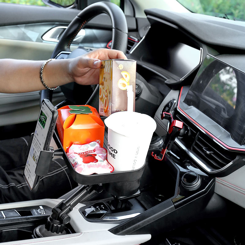 3-in-1 Durable Plastic Car Cup Holder Tray with Phone Stand Suction Cup Bracket | Yiwu Cho<i></i>ngteng Aut